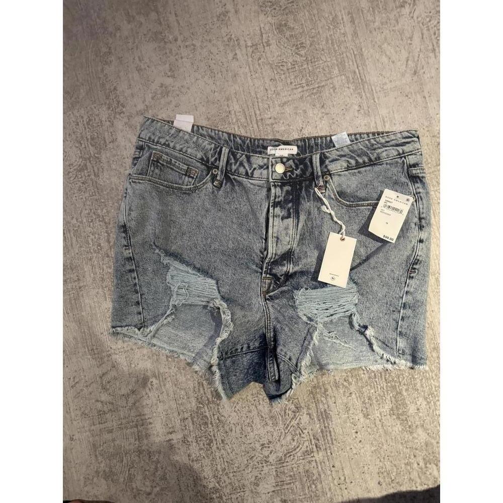 NWT Good American Bombshell Short Women's Denim Shorts sz 16